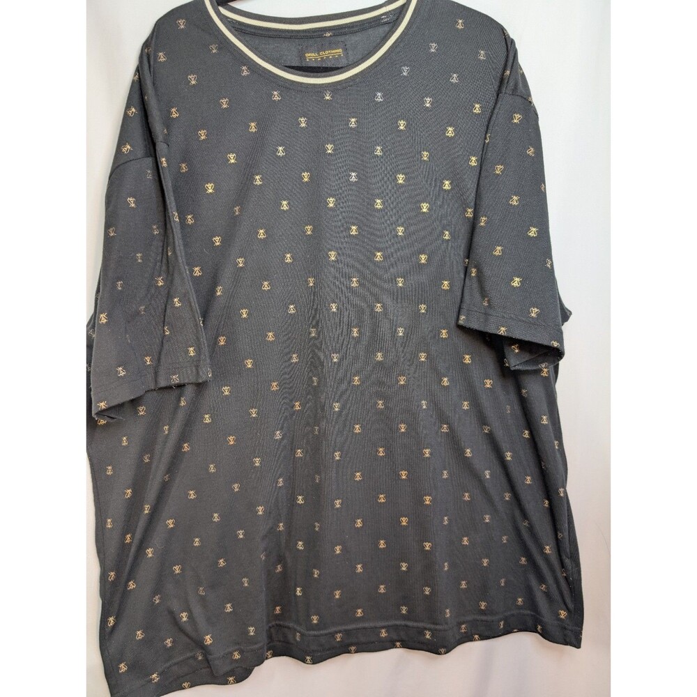 Drill Clothing Company Short Sleeve Pullover Black Gold Bees Print Men's 5XL